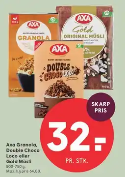 SPAR Axa Granola, Double Choco Loco eller Gold Müsli tilbud