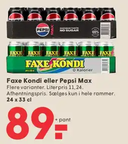SPAR Faxe Kondi eller Pepsi Max (24 x 33 cl) tilbud