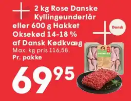 SPAR 2 kg Rose Danske Kyllingeinderlår eller 600 g Hakket Oksekød 14-18% af Dansk Kødkvæg tilbud