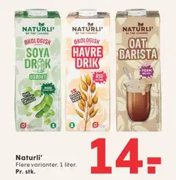 SPAR Naturli' - økologiske drikke (Soya, Havre, Oat Barista) tilbud