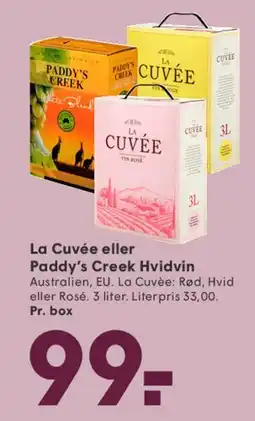 SPAR La Cuvée eller Paddy's Creek Hvidvin tilbud