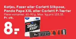 SPAR Katjes, Fazer eller Carletti Slikpose Panda Pepe XXL eller Carletti P-Tærter tilbud