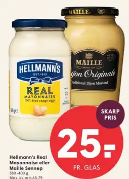 SPAR Hellmann's Real Mayonnaise eller Maille Sennep tilbud