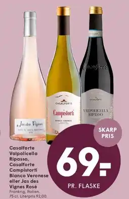 SPAR Casalforte Valpolicella Ripasso / Casalforte Campistorti Bianco Veronese / Jas des Vignes Rosé tilbud