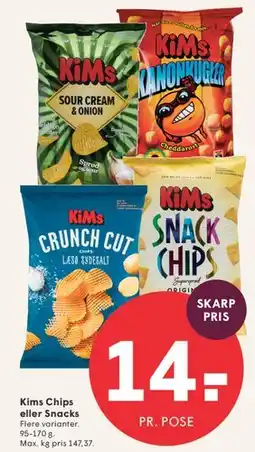 SPAR Kims Chips eller Snacks tilbud