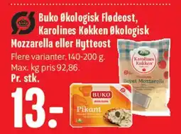 Min Købmand Buko Økologisk Flødeost / Karolines Køkken Økologisk Mozzarella eller Hytteost tilbud