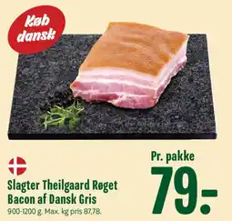 Min Købmand Slagter Theilgaard Røget Bacon af Dansk Gris tilbud