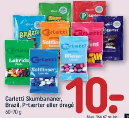 REMA 1000 Carletti udvalg (Skumbananer, Brazil, P-tærter eller drage) tilbud