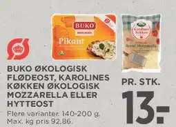 MENY BUKO økologisk flødeost / Karolines Køkken økologisk mozzarella eller hytteost tilbud