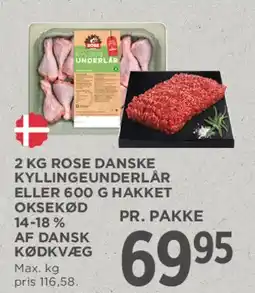 MENY 2 kg Rose danske kyllingelår eller 600 g hakket oksekød tilbud