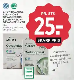 MENY Grøn Balance All-in-one Opvasketabs / Maskinopvaskepulver tilbud