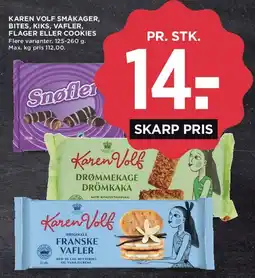 MENY Karen Volf - småkager, bites, kiks, vafler, flager eller cookies tilbud