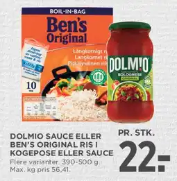 MENY Dolmio sauce eller Ben's Original ris i kogepose tilbud