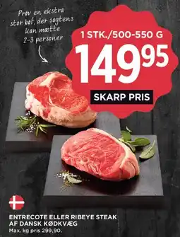 MENY Entrecote eller Ribeye steak af dansk kødkvæg tilbud