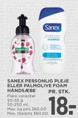 MENY Sanex personlig pleje / Palmolive Foam håndsæbe tilbud
