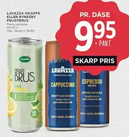 MENY Lavazza iskaffe eller Rynkeby frugtbrus tilbud