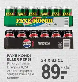 MENY Faxe Kondi eller Pepsi (24 x 33 cl) tilbud
