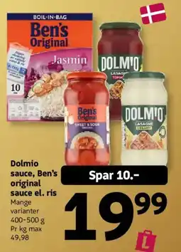 Løvbjerg Dolmio sauce, Ben's original sauce el. ris tilbud