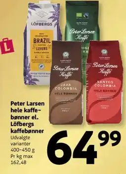Løvbjerg Peter Larsen hele kaffe- bønner el. Löfbergs kaffebønner tilbud