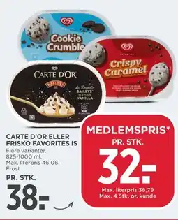 MENY CARTE D’OR ELLER FRISKO FAVORITES IS tilbud