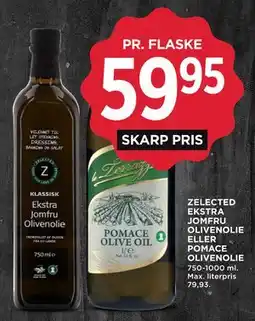 MENY ZELECTED EKSTRA JOMFRU OLIVENOLIE ELLER POMACE OLIVENOLIE tilbud