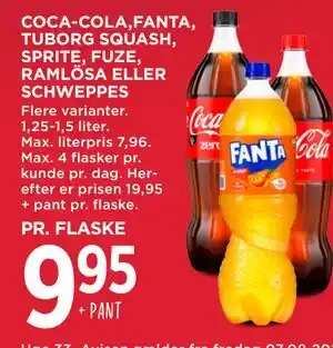 MENY COCA-COLA, FANTA, TUBORG SQUASH, SPRITE, FUZE, RAMLÖSA ELLER SCHWEPPES tilbud