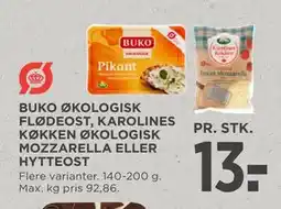 MENY BUKO ØKOLOGISK FLØDEOST, KAROLINES KØKKEN ØKOLOGISK MOZZARELLA ELLER HYTTEOST tilbud
