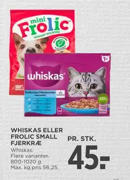 MENY WHISKAS ELLER FROLIC SMALL FJERKRÆ tilbud