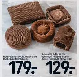 REMA 1000 Hundeseng Ø60xH20 cm, Hundekurv 70x55x15 cm eller Hunde-/kattehule 40x40x40 cm tilbud