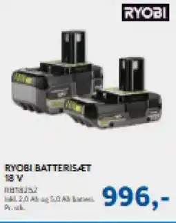Davidsen Ryobi batterisæt 18 v tilbud