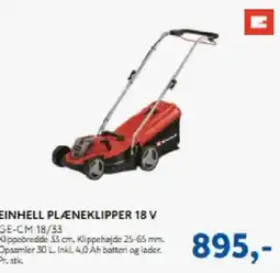 Davidsen Einhell plæneklipper 18 v ge-cm 18/33 tilbud
