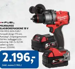 Davidsen M18 fuel milwaukee slagboremaskine 18 v tilbud
