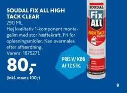 Davidsen Soudal fix all high tack clear tilbud