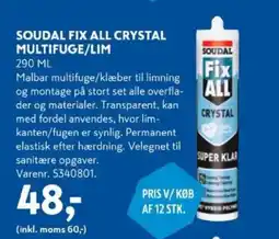 Davidsen Soudal fix all crystal multifuge/lim tilbud