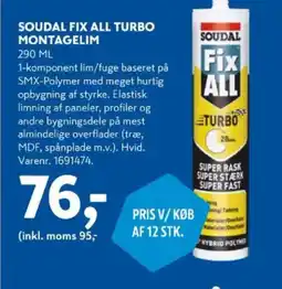 Davidsen Soudal fix all turbo montagelim tilbud