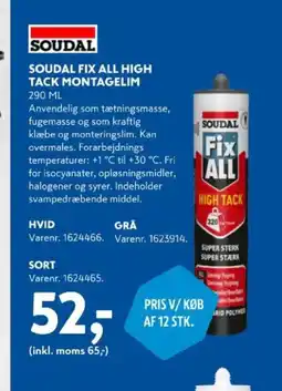 Davidsen Soudal fix all high tack montagelim tilbud