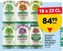 BorderShop Somersby Cider Red Orange, Blackberry, Elderflower-Lime, Apple, RaspberryLime Light eller Pear 4,5% tilbud