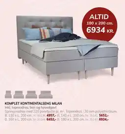 Daells Bolighus KOMPLET KONTINENTALSENG MILAN tilbud