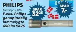 Bilka Philips genopladelig lommelygte 650 lm tilbud