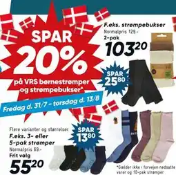 Bilka SPAR 20% på VRS børnestrømper og strømpebukser tilbud