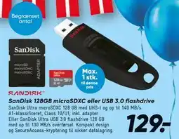 Bilka SanDisk 128GB microSDXC eller USB 3.0 flashdrive tilbud