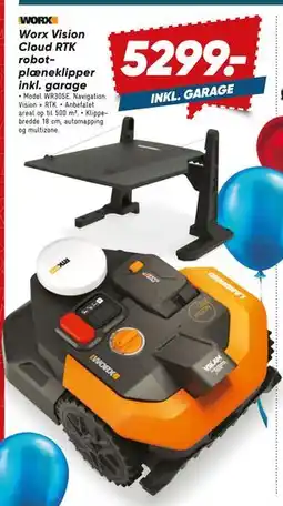 Bilka Worx Vision Cloud RTK robotplæneklipper inkl. garage tilbud