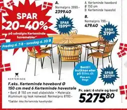 Bilka Kerteminde havebord Ø 150 cm med 6 Kerteminde havestole tilbud