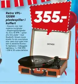 Bilka Retro VPL-120BR pladespiller i kuffert tilbud