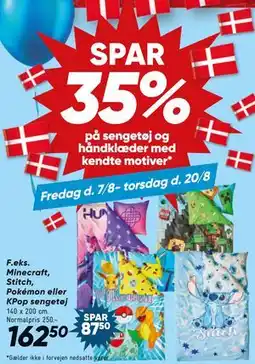 Bilka Minecraft, Stitch, Pokémon eller KPop sengetøj tilbud