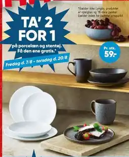 Bilka TA' 2 FOR 1 på porcelæn og stentøj. Få den ene gratis tilbud