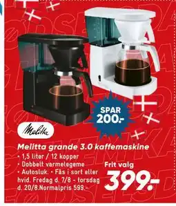 Bilka Melitta grande 3.0 kaffemaskine tilbud