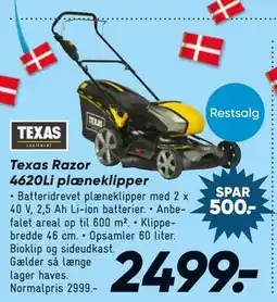 Bilka Texas Razor 4620Li plæneklipper tilbud