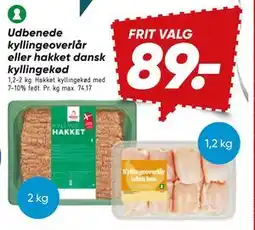 Bilka Udbenede kyllingeoverlår eller hakket dansk kyllingekød tilbud
