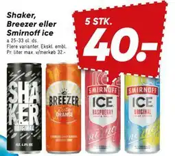 Bilka Shaker, Breezer eller Smirnoff ice tilbud